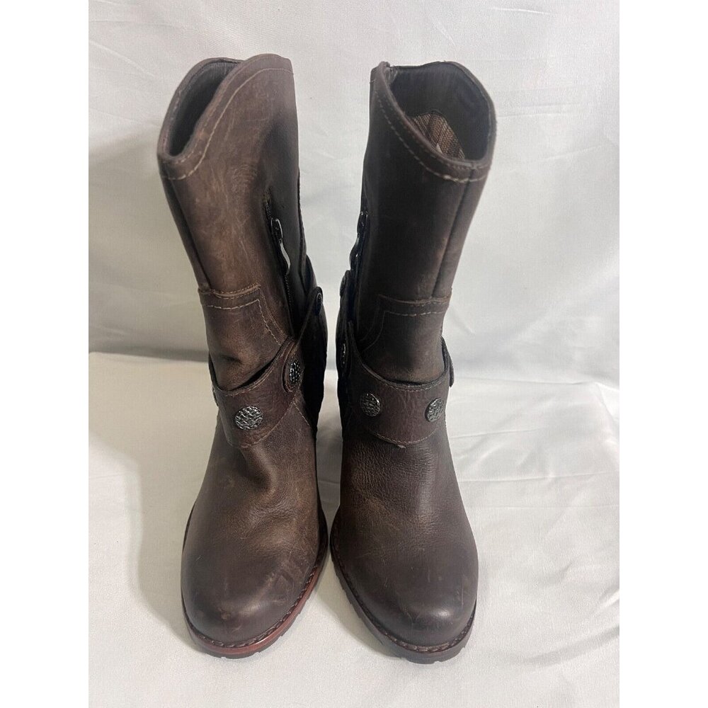 Eastland Bellamy 1955 Leather Boots 3 1/2 Heel Mid Calf Bootie Zipper  7.5M  S20 - Picture 3 of 8